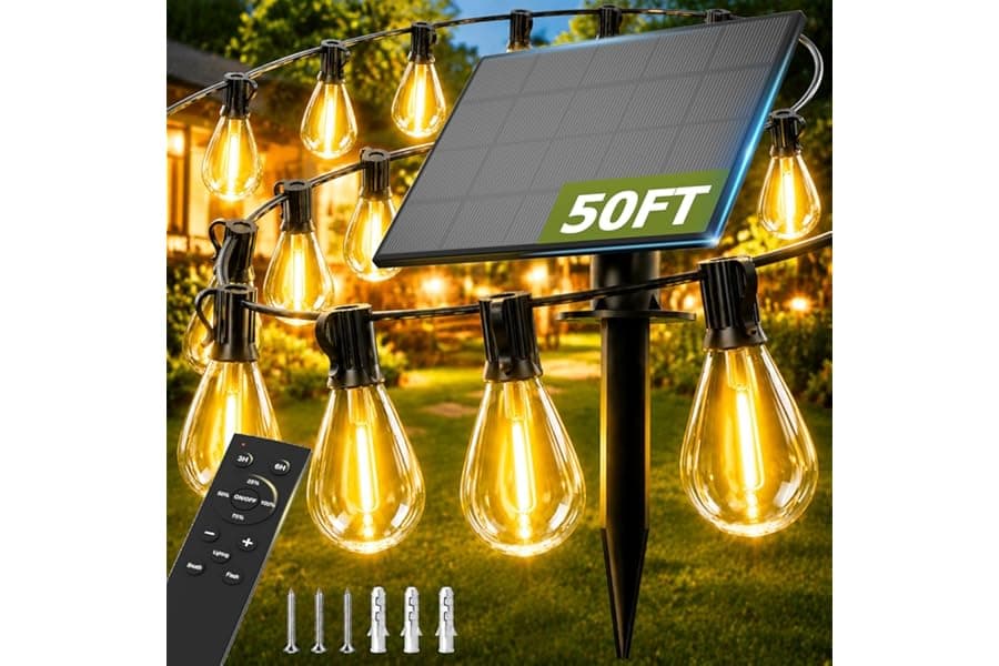 Solar String Lights for Outdoor Patios & Gardens