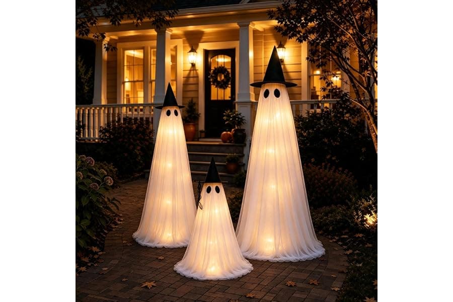 Light-Up Outdoor Ghost Decorations: 3-Pack Porch Guide