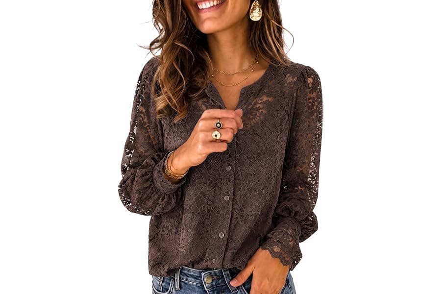 Elegant Lace Long Sleeve Blouse for Women