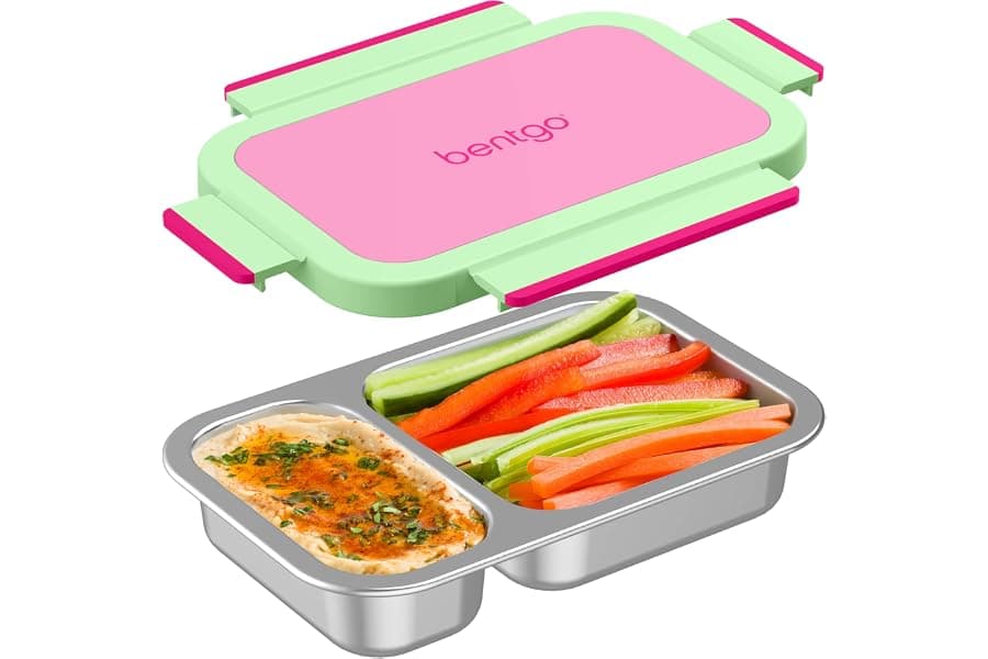 Leak-Proof Stainless Steel Snack Box with 2 Compartments