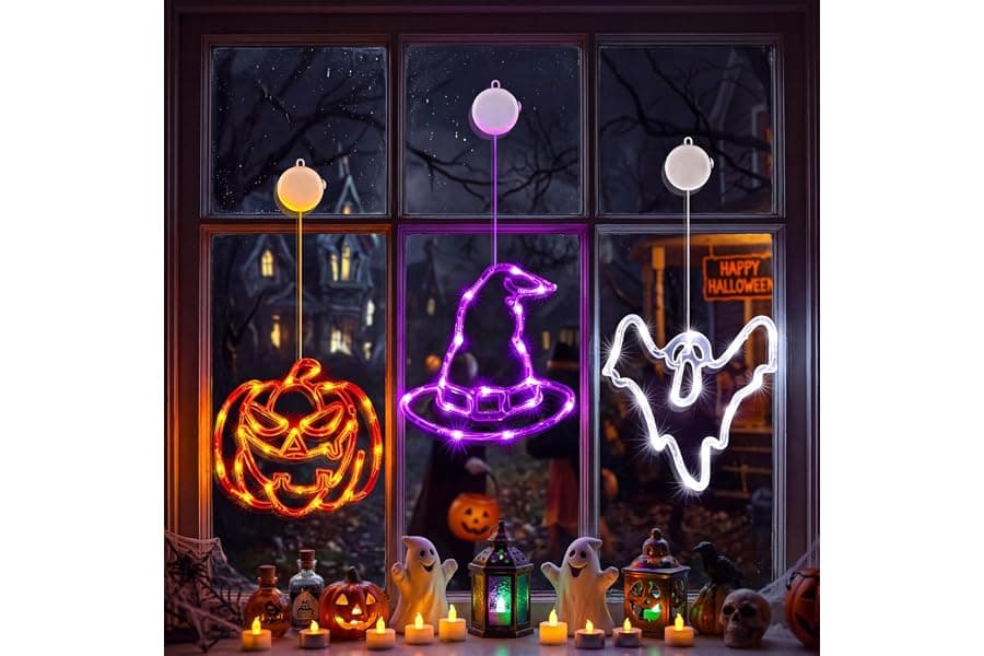 Battery-Operated Halloween Window Lights with Timer