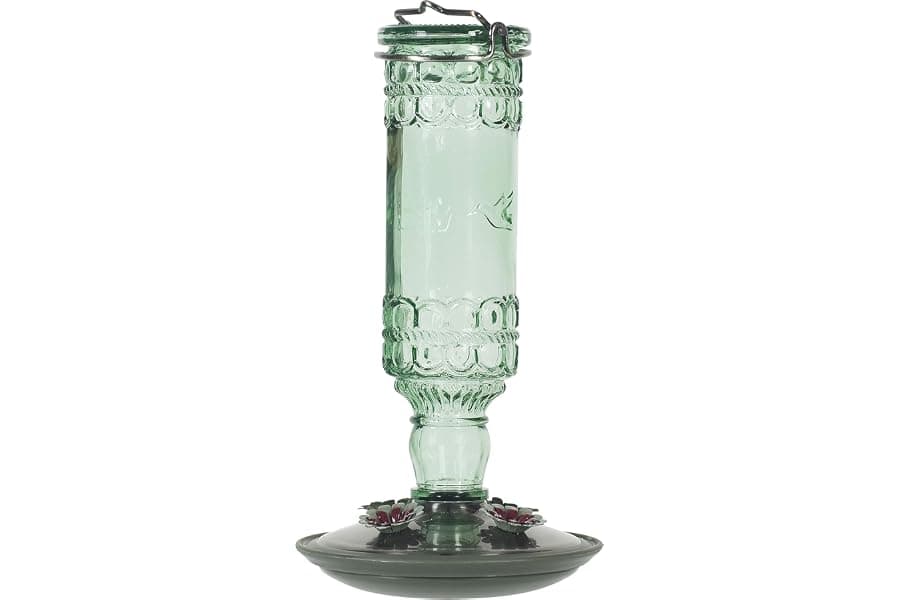 Glass Bottle Hummingbird Feeder Set - Outdoor Hanging