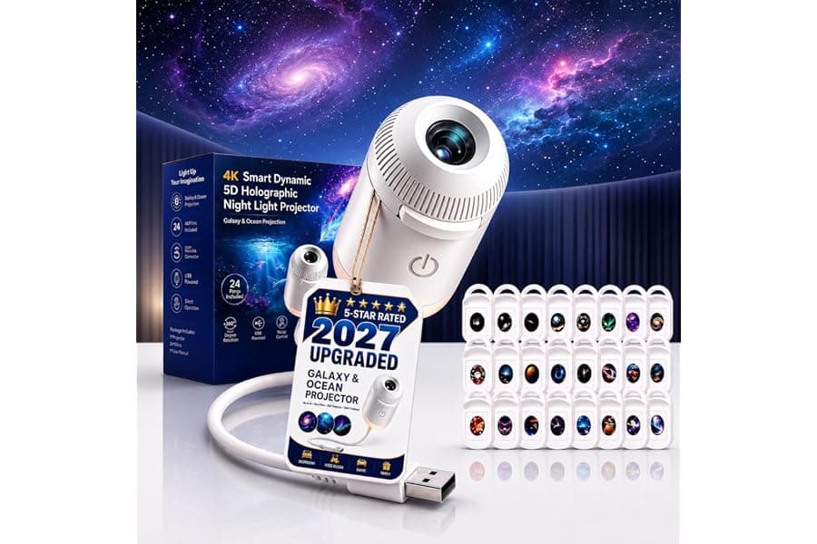 Holographic Galaxy Night Light Projector for Bedroom