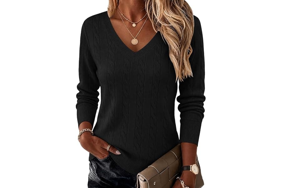 Cable Knit Sweater for Work and Fall Layering