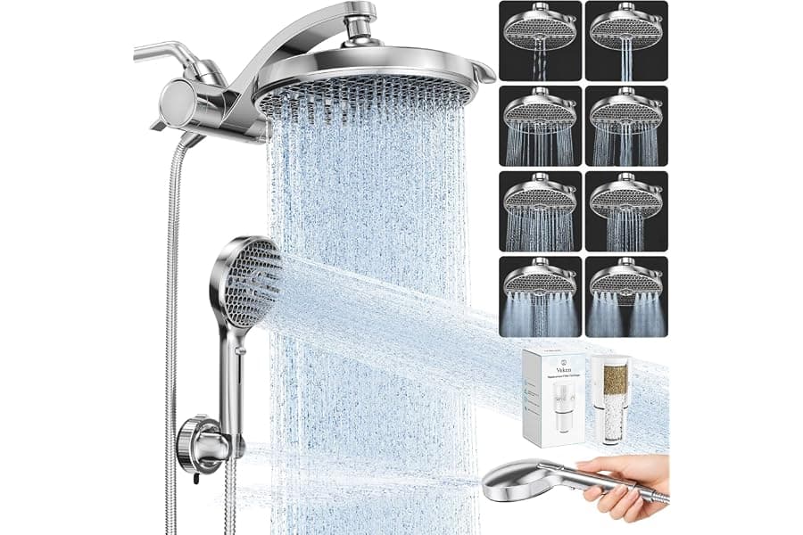 Dual Showerhead Combo with Handheld Sprayer and Water Filter
