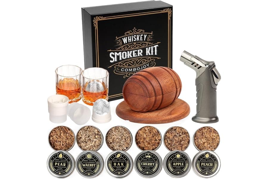 Whiskey Smoker Kit with Wood Chips & Glasses