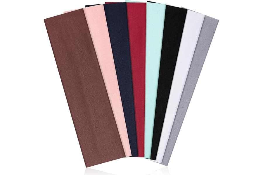 Best Non-Slip Cotton Sports Headbands 8-Pack