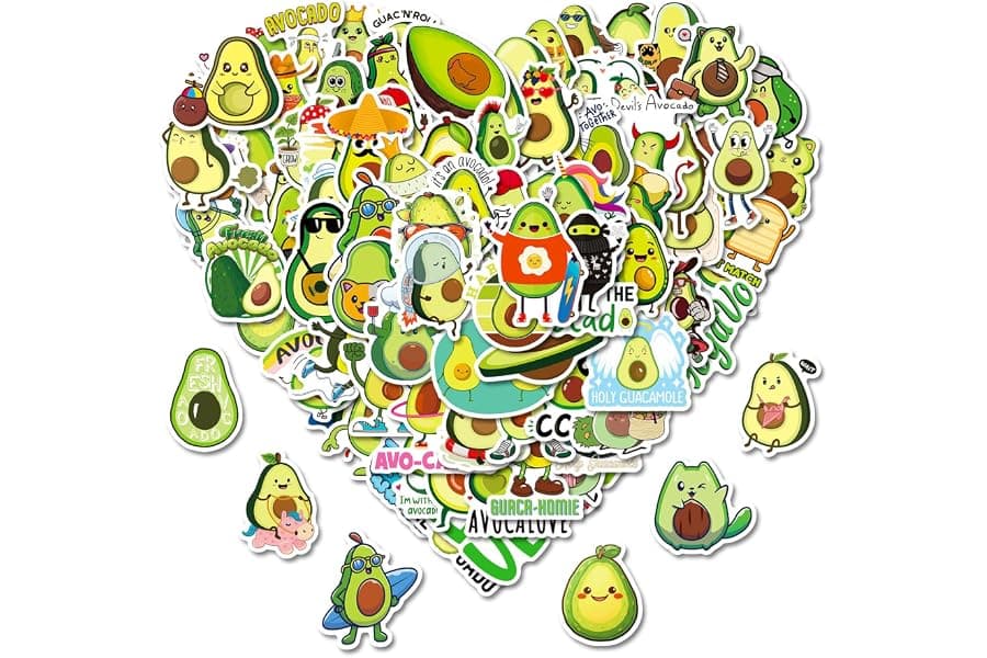 100pcs Cute Cartoon Avocado Waterproof Vinyl Stickers