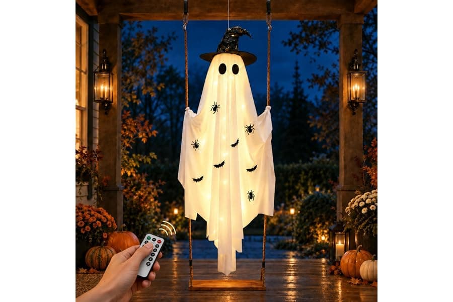 5.9ft Swinging Ghost Halloween Outdoor Decoration