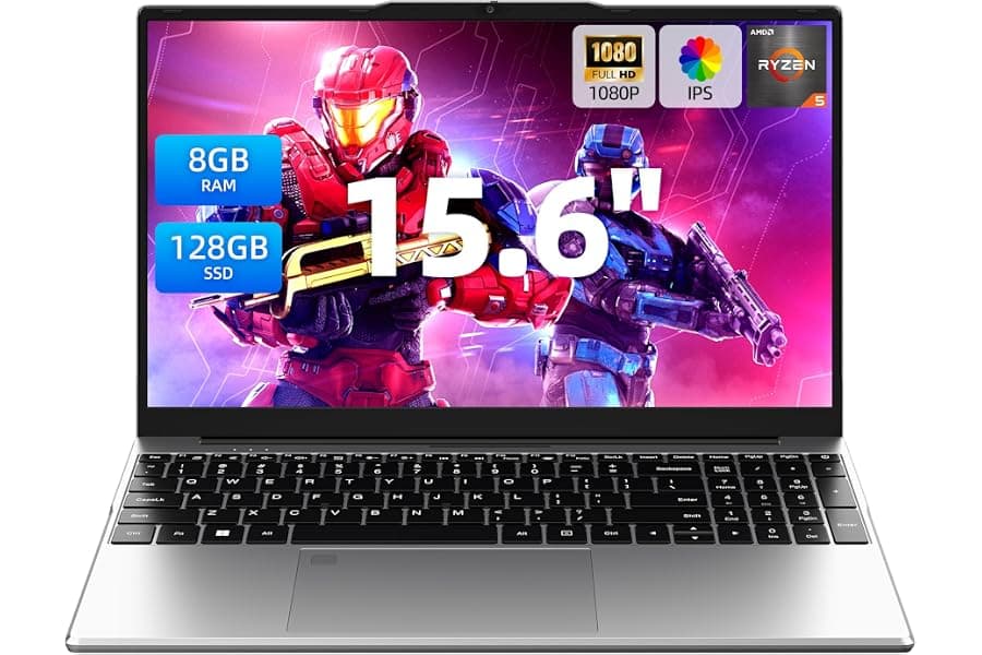 15.6" Laptop: AMD Ryzen R5, 8GB RAM, 128GB SSD