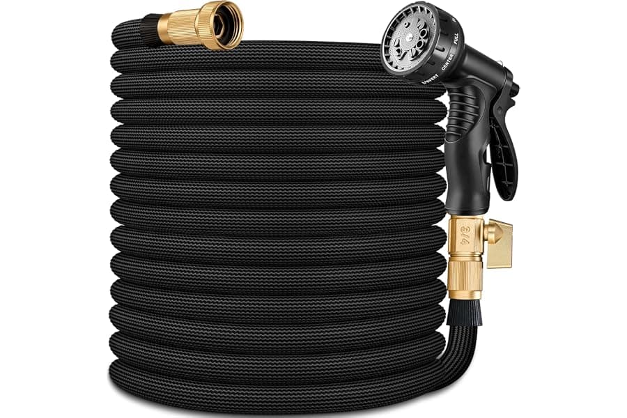 50 FT Garden Hose with Spray Nozzle for Lawn Watering
