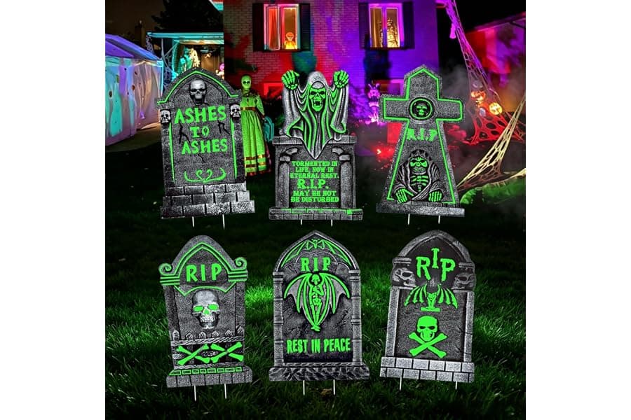 Solar Glowing Tombstone Halloween Yard Decorations