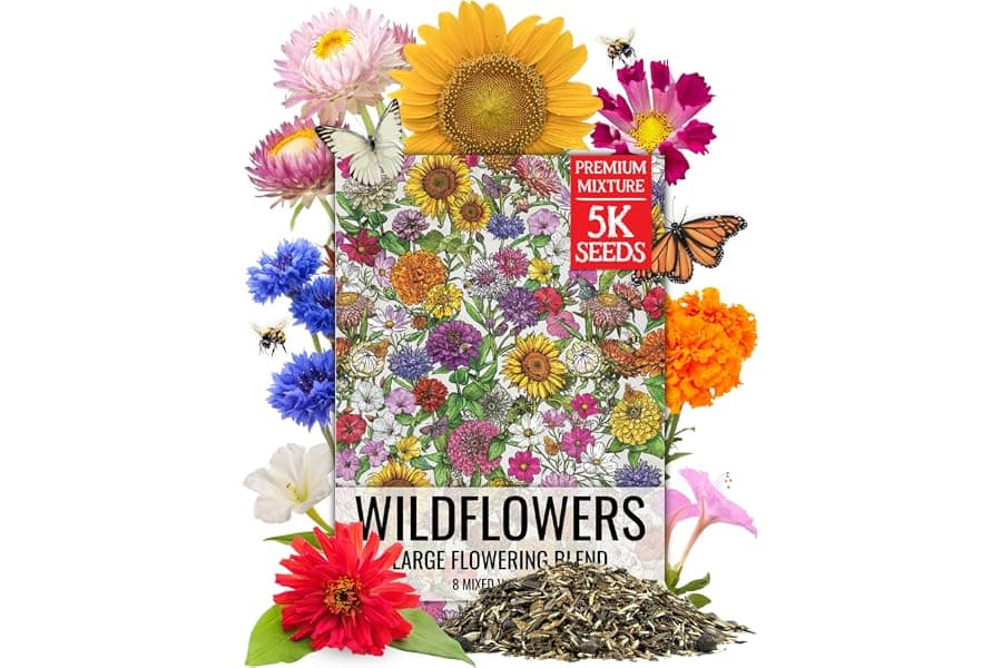 Best Seed Needs Garden Flower Seeds Large Blooms Mix Hummingbird And Butterfly | 1 Ounce No Filler 7 Varieties Open Pollinated | Resealable Package Live Wild Flower Seed | Bulk - Top Picks for 2026