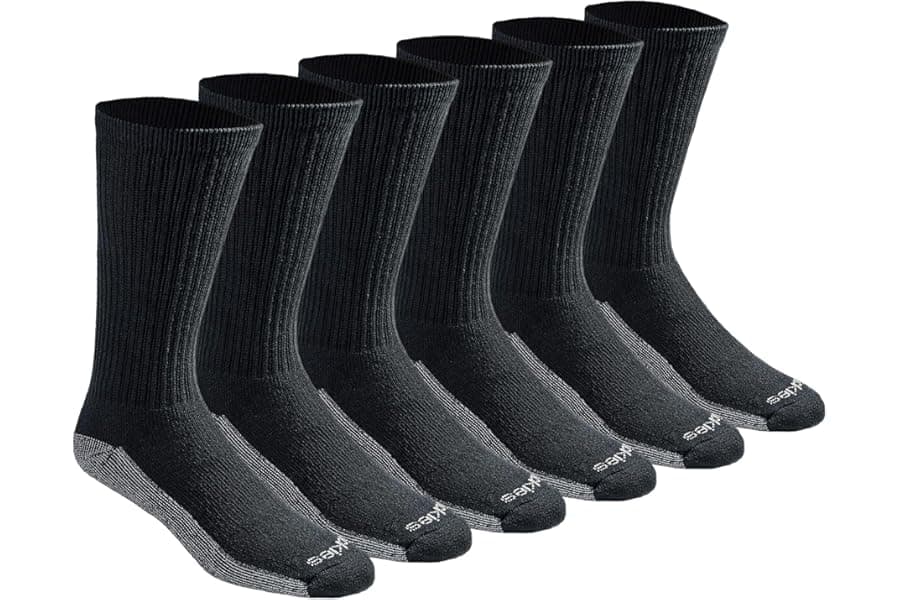 Moisture Control Crew Socks for Active Wear - 6 Pack