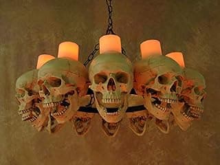 12 Skull Wax Candle Chandelier for Gothic DΓ©cor