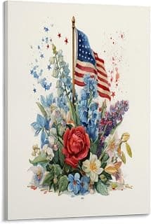 Patriotic Floral Canvas Print Wall Art 24x36
