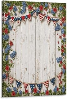Patriotic Flowers Canvas Wall Art for Bedroom Decor