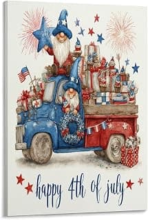 Patriotic Gnome Truck Wall Art Canvas
