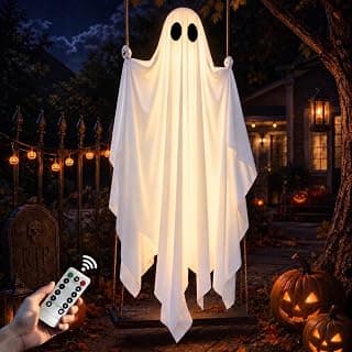 Outdoor Hanging Ghost Decorations with Lights