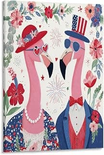Independence Day Flamingo Canvas Wall Art 24Γ36