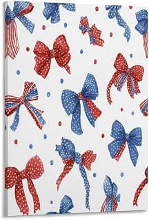 Patriotic Bow Canvas Wall Art for Holiday Decor