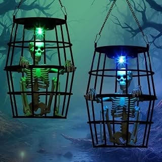 Outdoor Solar Halloween Decorations with Ghost and Skeleton