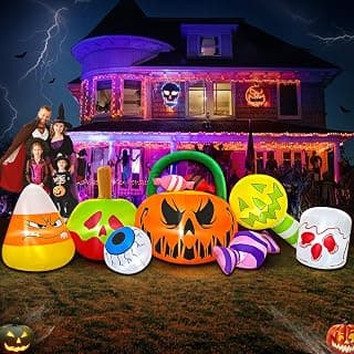 10 FT Halloween Inflatable Pumpkin Ghost Combo for Your Yard