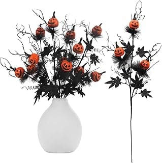 Artificial Halloween Pumpkin Maple Leaf Stems for Floral Arrangements