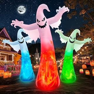 12-Foot Tall Halloween Inflatable Ghost with LED Lights