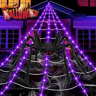 200 LED Spider Web Lights for Halloween Yard Decor