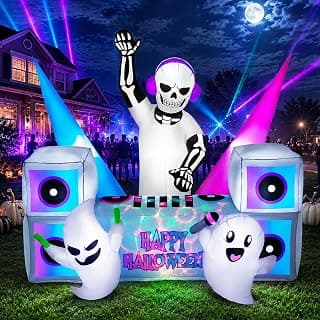 Best 7FT Skeleton DJ Halloween Inflatables with LED Lights
