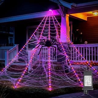 Giant LED Spider Web Outdoor Halloween Decorations