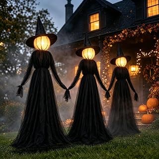 5 FT Light-Up Halloween Witches for Outdoor Decorations