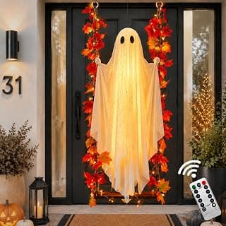 Hanging Ghost Swing with LED Lights for Halloween