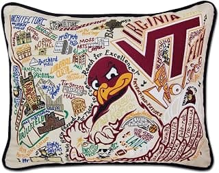 College Throw Pillow with Embroidered Details