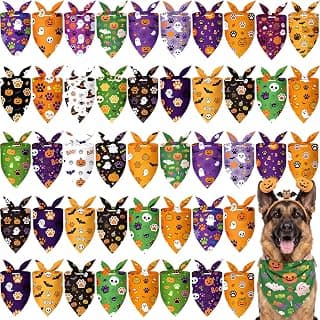 Halloween Dog Bandanas: 50-Pack Paw Print Bulk