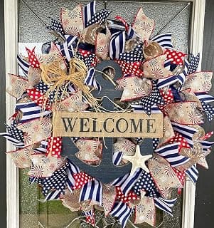 Patriotic 4th of July Beach Anchor Door Wreath